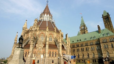Канада, библиотека, Оттавский парламент, здание, архитектура