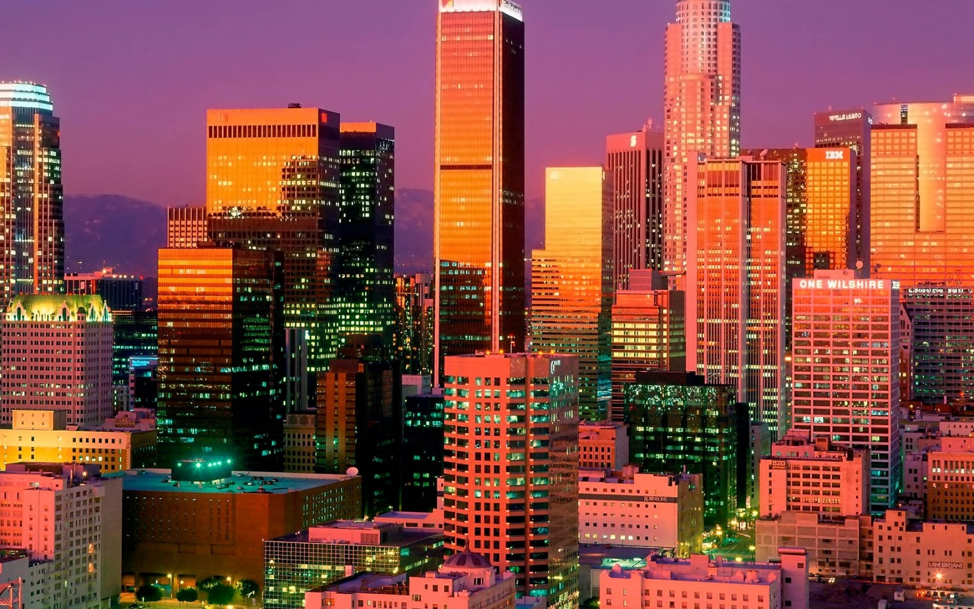 Картинки Лос-Анджелес, небоскребы, огни, здания, многоэтажные фото и обои на рабочий стол