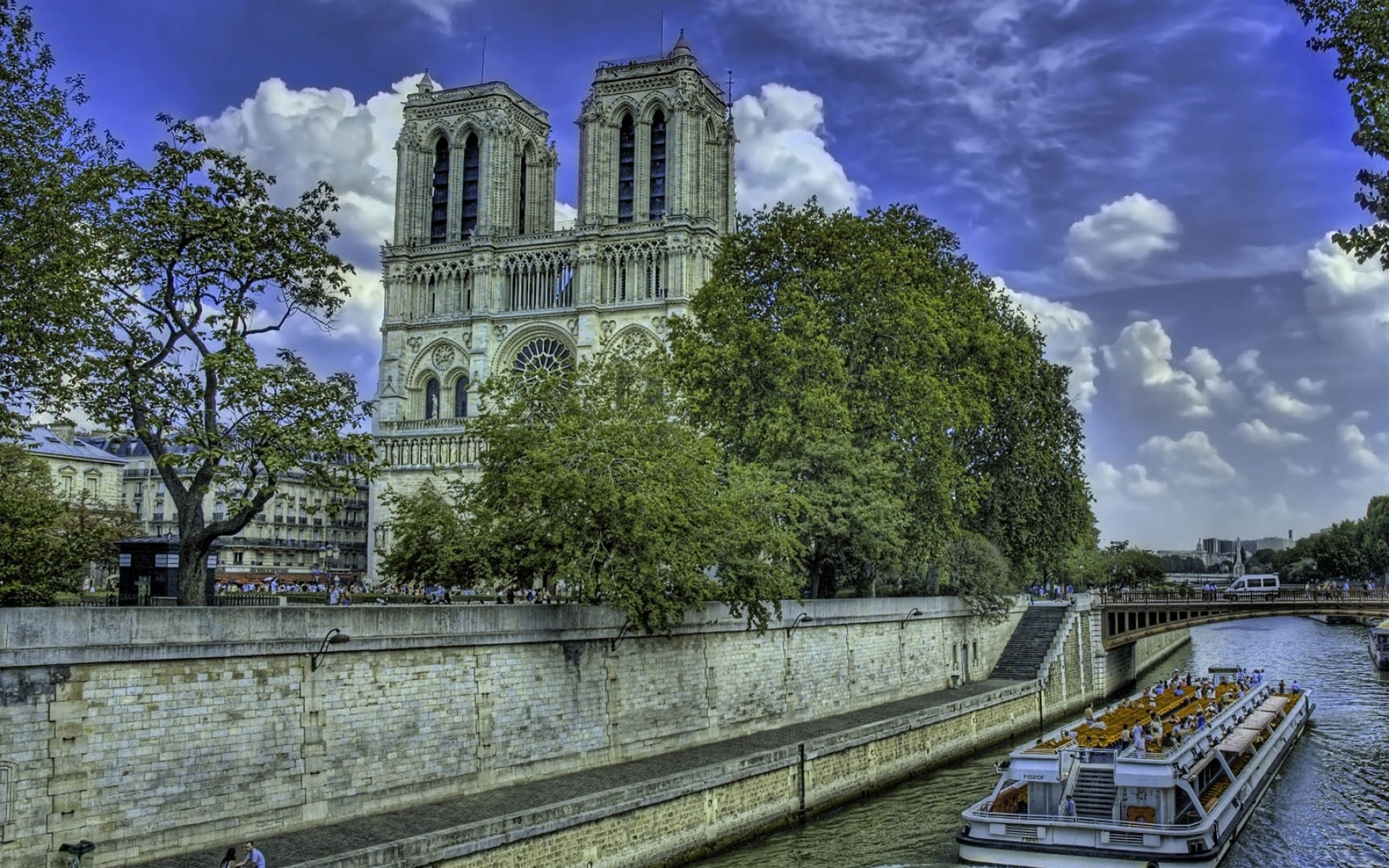 Картинки Notre dame de paris, paris, france, river, building, hdr фото и обои на рабочий стол