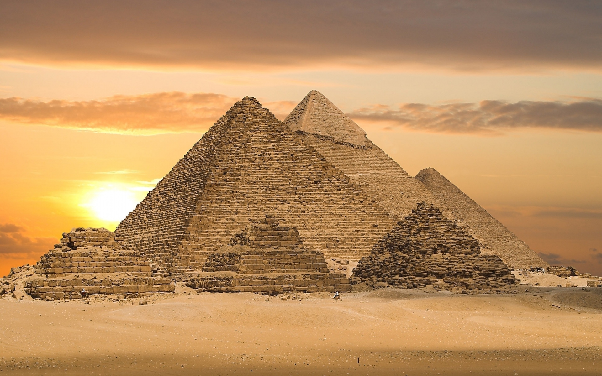 Картинки Египет, пирамиды, песок, закат фото и обои на рабочий стол
