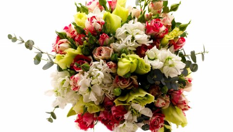 Розы, lisianthus russell, фрезия, букет, декор