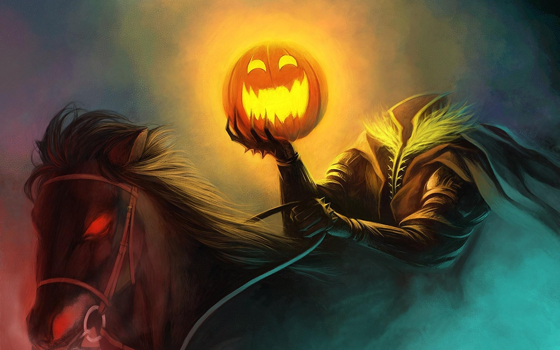 Картинки Хэллоуин, праздник, безголовый всадник, тыква, лошадь фото и обои на рабочий стол