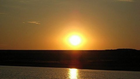 Закат, вечер, природа, река, рябь, небо