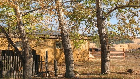 Деревня, осень, забор, сарай, дом, лобанов, казахстан, челкар