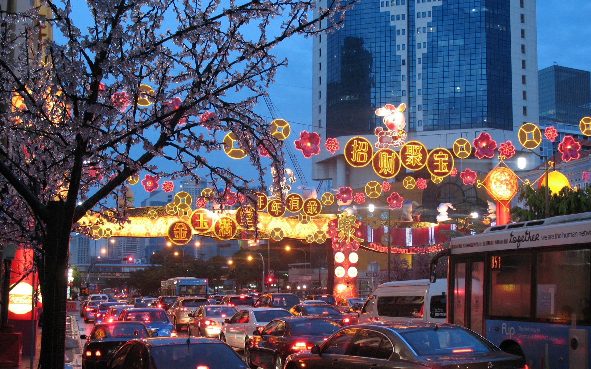 Картинки Сингапур, праздник, китайский квартал, пробка, город, новый год фото и обои на рабочий стол