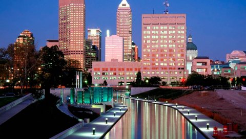 Indianapolis, здания, мегаполис , небоскребы