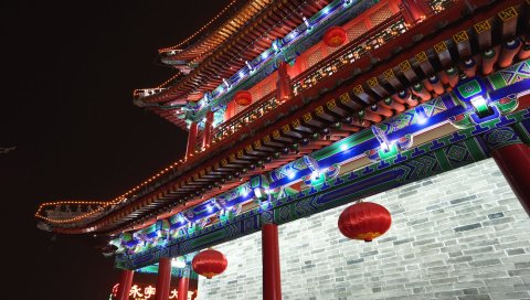 Китай, крыша, фары, красивый