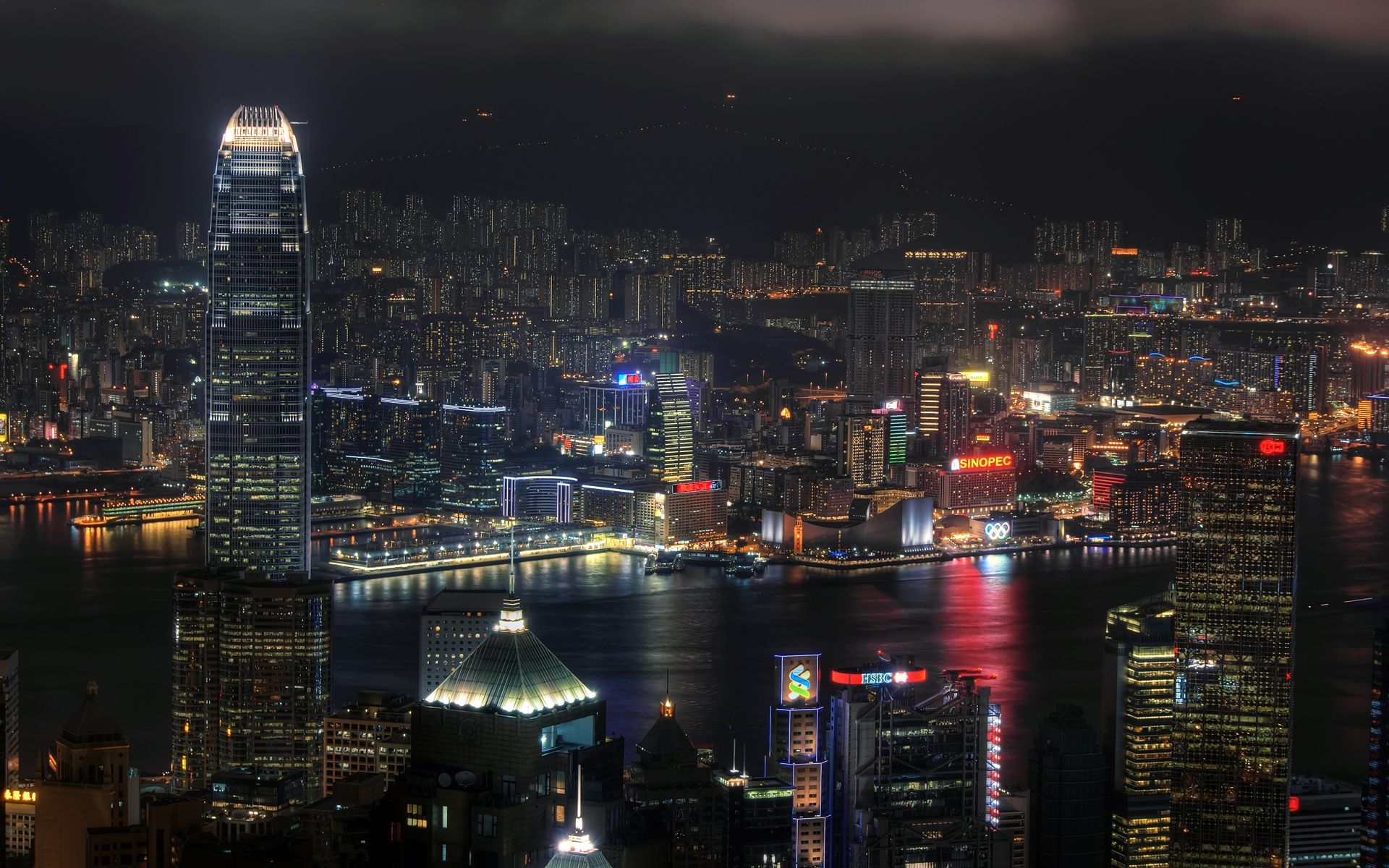 Картинки Гонконг, Китай, небоскребы, ночь, город фото и обои на рабочий стол