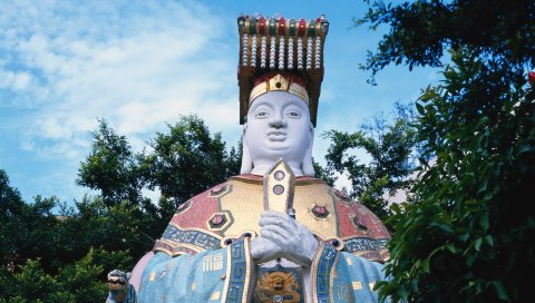 Hong kong, статуя, дерево, небо, достопримечательности