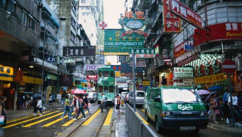 Hong kong, строительство, дорога, движение, городская жизнь