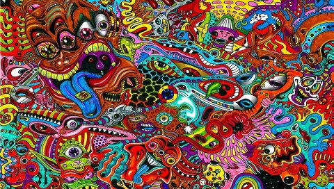 Рисунок, сюрреалистический, яркий, психоделический
