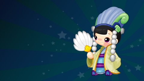 Вентилятор, девушка, костюм, рисунок, прогулка
