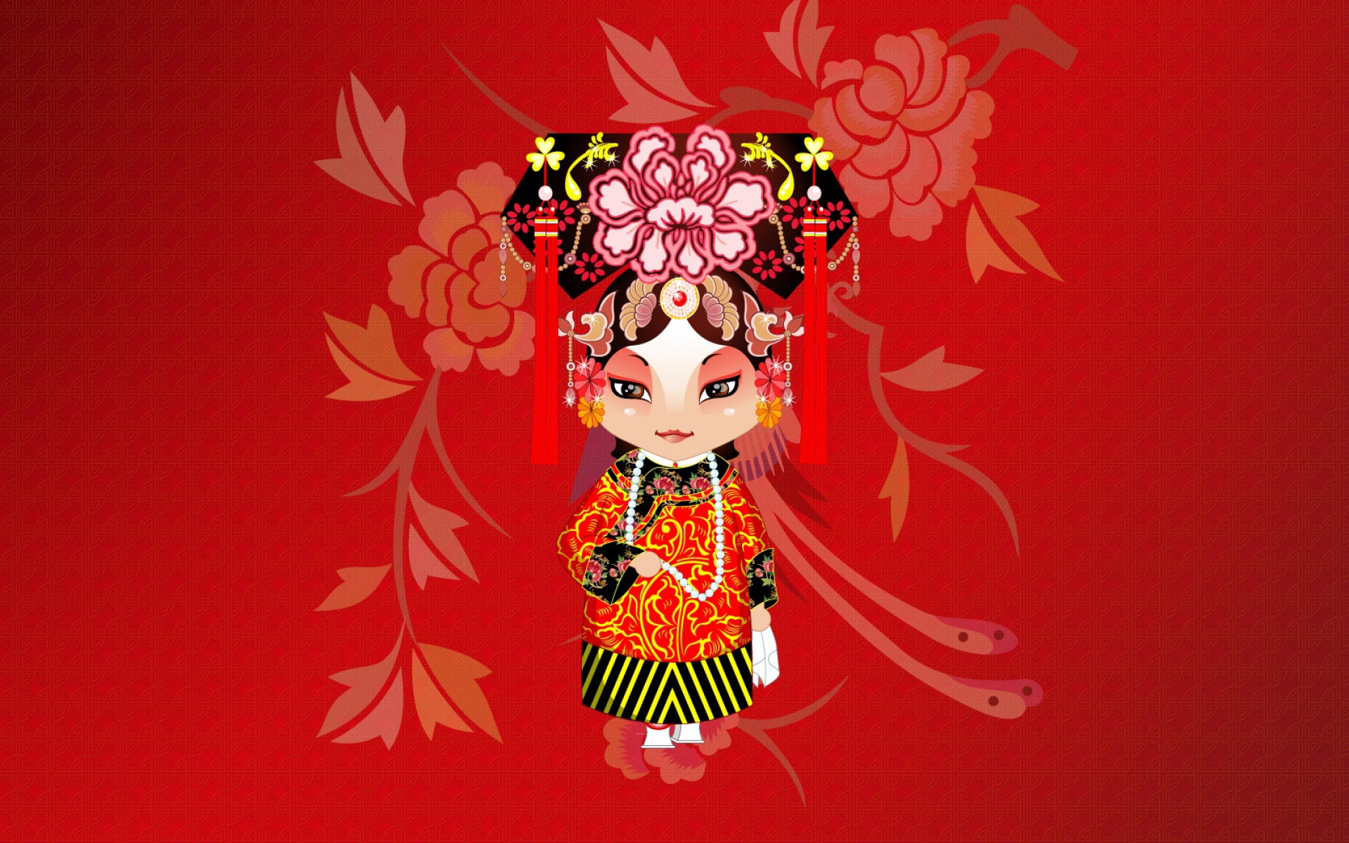 Картинки Девушка, костюм, фон, узор, beijing opera фото и обои на рабочий стол