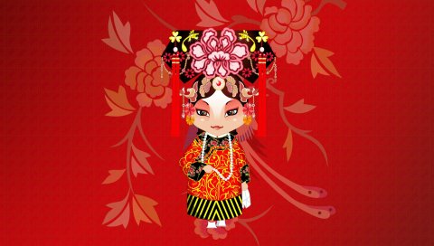 Девушка, костюм, фон, узор, beijing opera