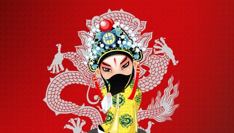 Пекинская опера, костюм, девушка, маски