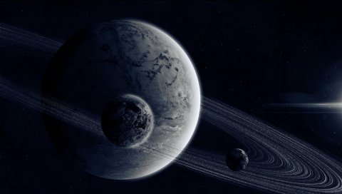 Планета, кольцо, звезда, свет, пространство