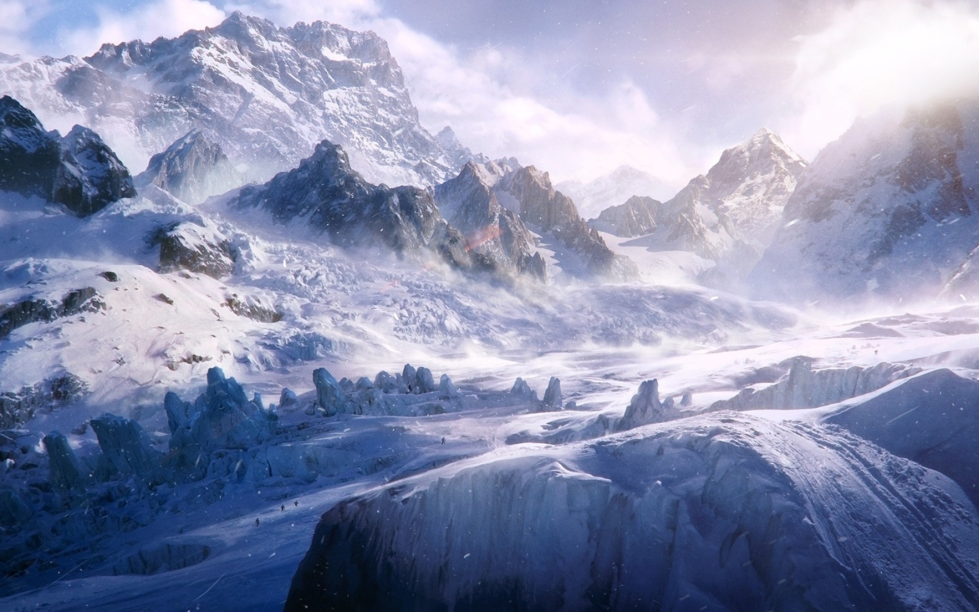 Картинки Вершины, снег, горы, холод, метель, ветер фото и обои на рабочий стол
