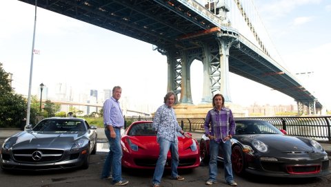 Верхняя передача, хомяк, jezza, капитан медленный, jeremy clarkson, richard hammond, james may, men, super cars, mercedes-benz sls amg, ferrari 458 italia, porsche 911 gt3