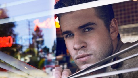 Liam hemsworth, мнение, знаменитость, жалюзи, отражение