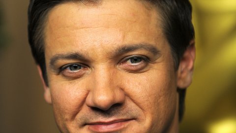 Джереми Реннер, лицо, макро, улыбка, морщины ,