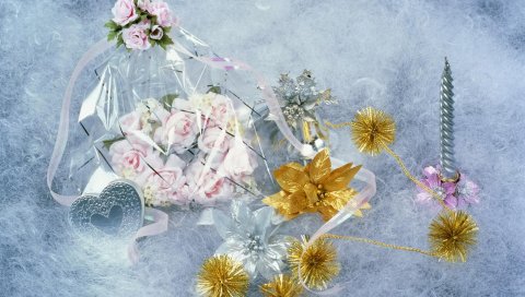 цветы, украшения, цветы, свечи, сердце, романтика