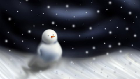 Снеговик, метель, снег, ночь