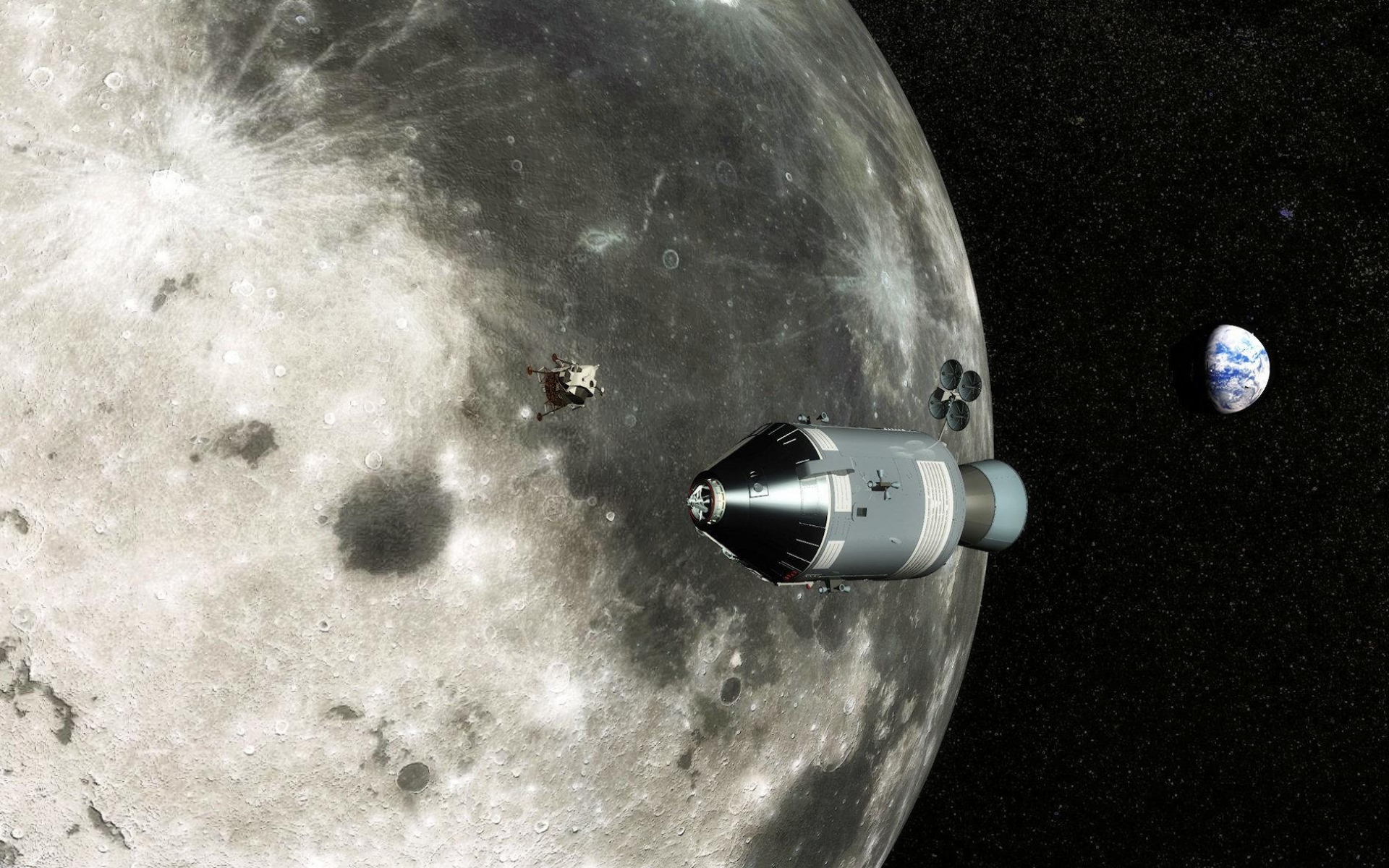 Картинки Луна, земля, командный модуль apollo фото и обои на рабочий стол