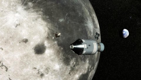 Луна, земля, командный модуль apollo