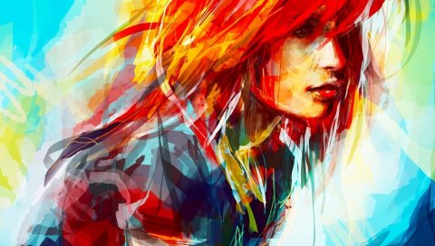 Hayley williams, кисть, портрет, цвет, лицо, знаменитость