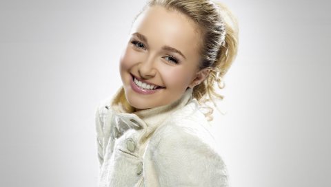 Hayden panettiere, блондинка, пальто, улыбка, милый, волосы