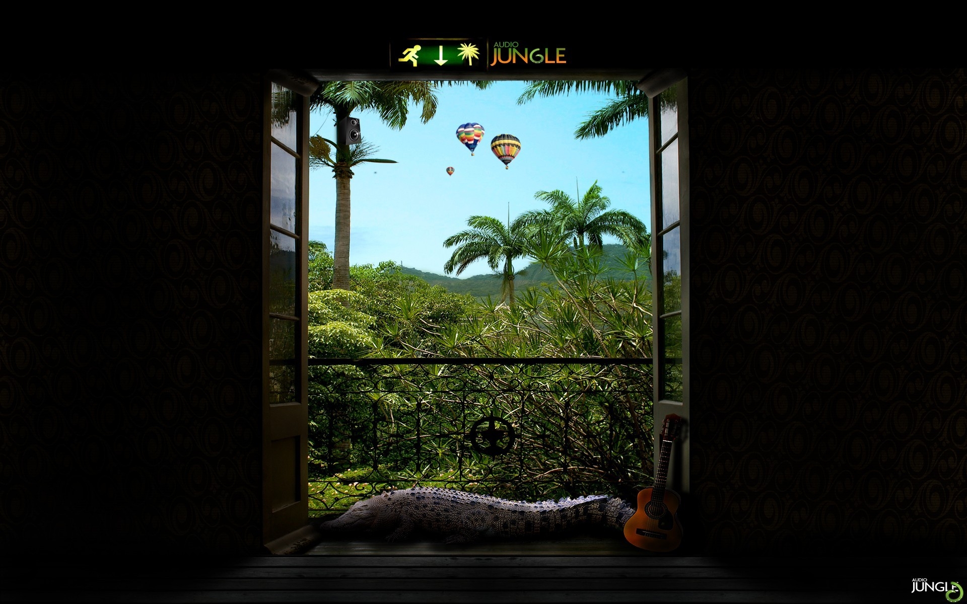 Картинки балкона, джунгли, гитара, крокодила, выхода из фото и обои на рабочий стол