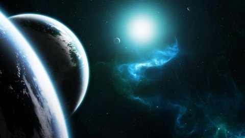 Планеты, пространство, звезды, излучение, свет