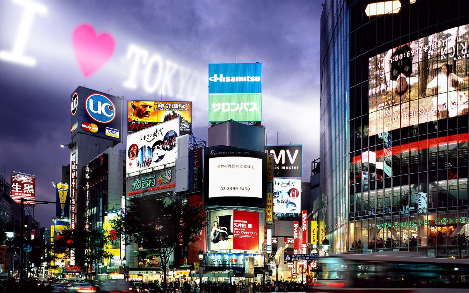 Картинки Токио, здания, ночь, реклама фото и обои на рабочий стол