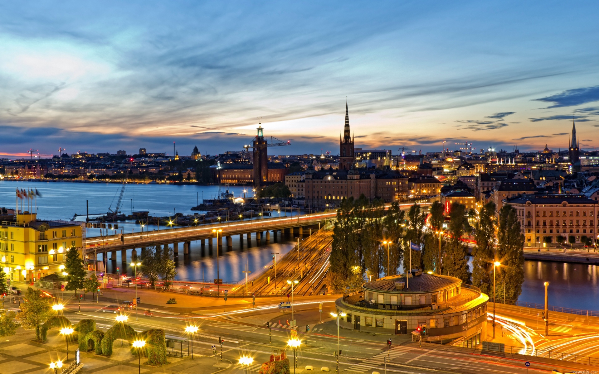 Картинки Стокгольм, Швеция, вечер, огни города фото и обои на рабочий стол