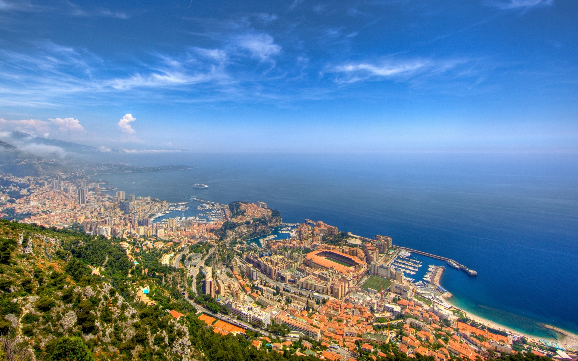 Картинки Монако, Монте-Карло, небо, море, пространство, пейзаж, горизонт, гавань, природа фото и обои на рабочий стол
