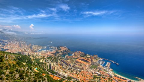 Монако, Монте-Карло, небо, море, пространство, пейзаж, горизонт, гавань, природа