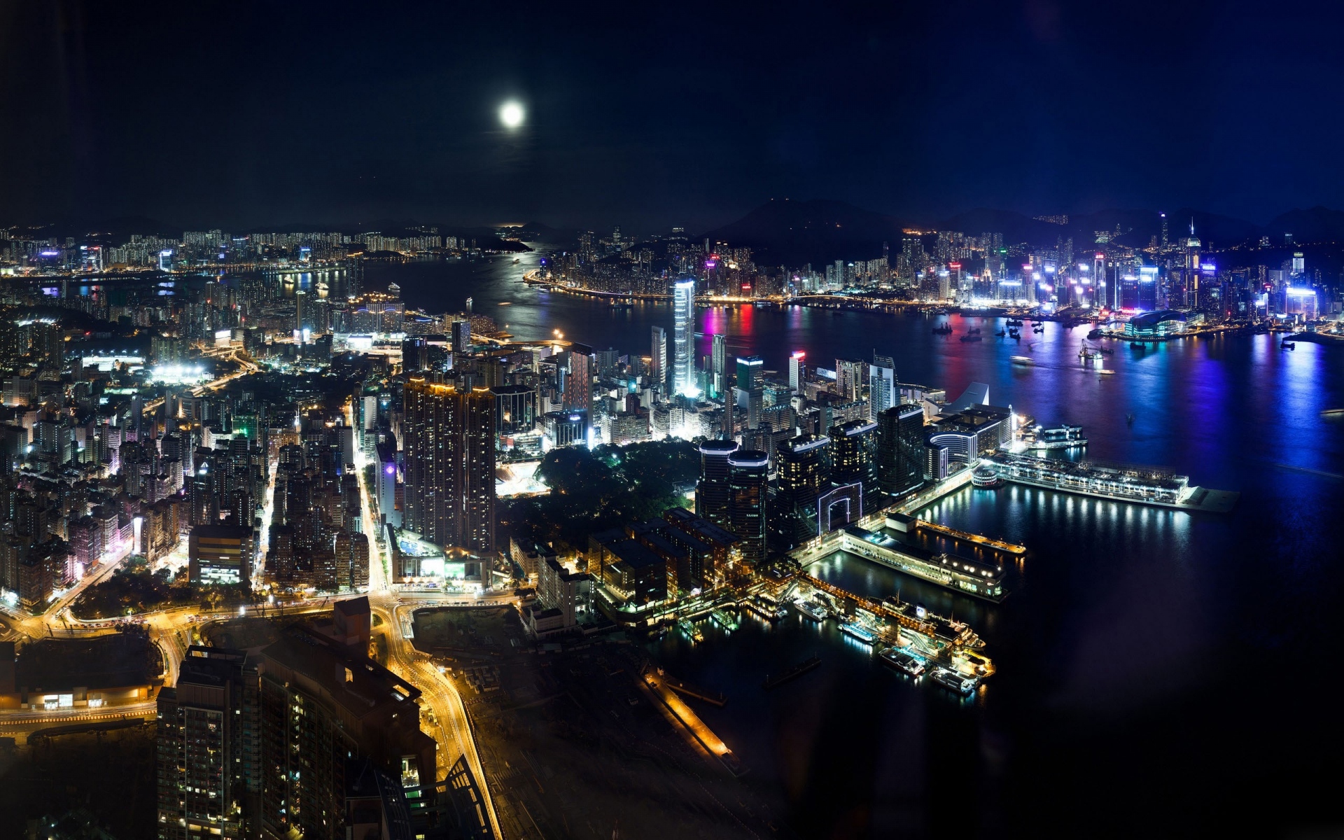 Картинки Hong kong, ночь, огни, вид сверху фото и обои на рабочий стол