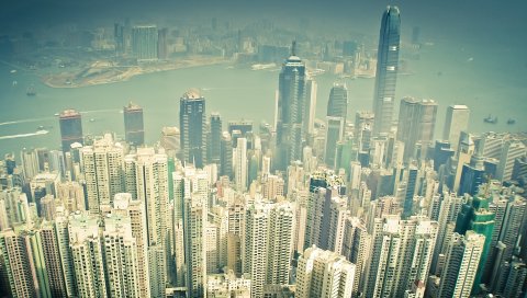 Hong kong, город, высота, небоскребы