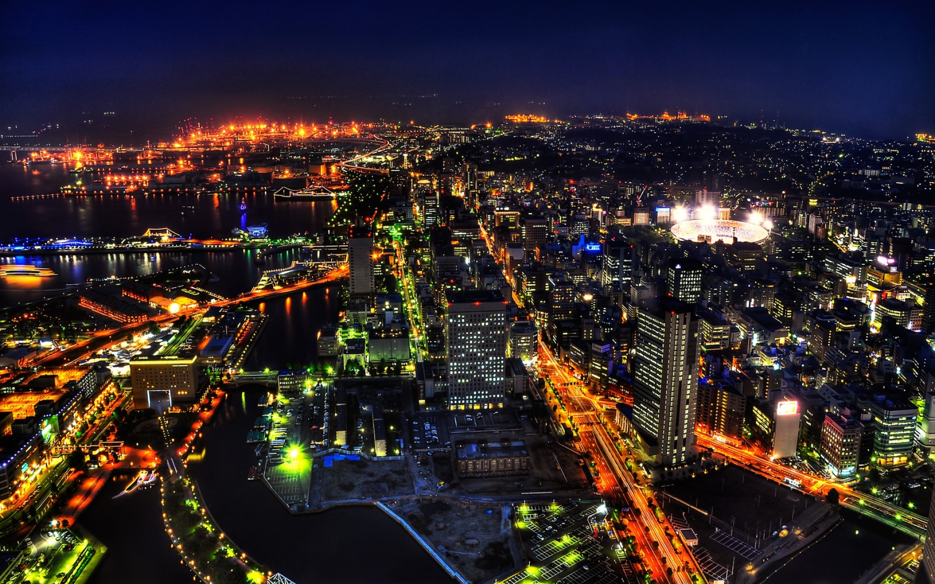 Картинки Япония, ночь, вид сверху, панорама фото и обои на рабочий стол