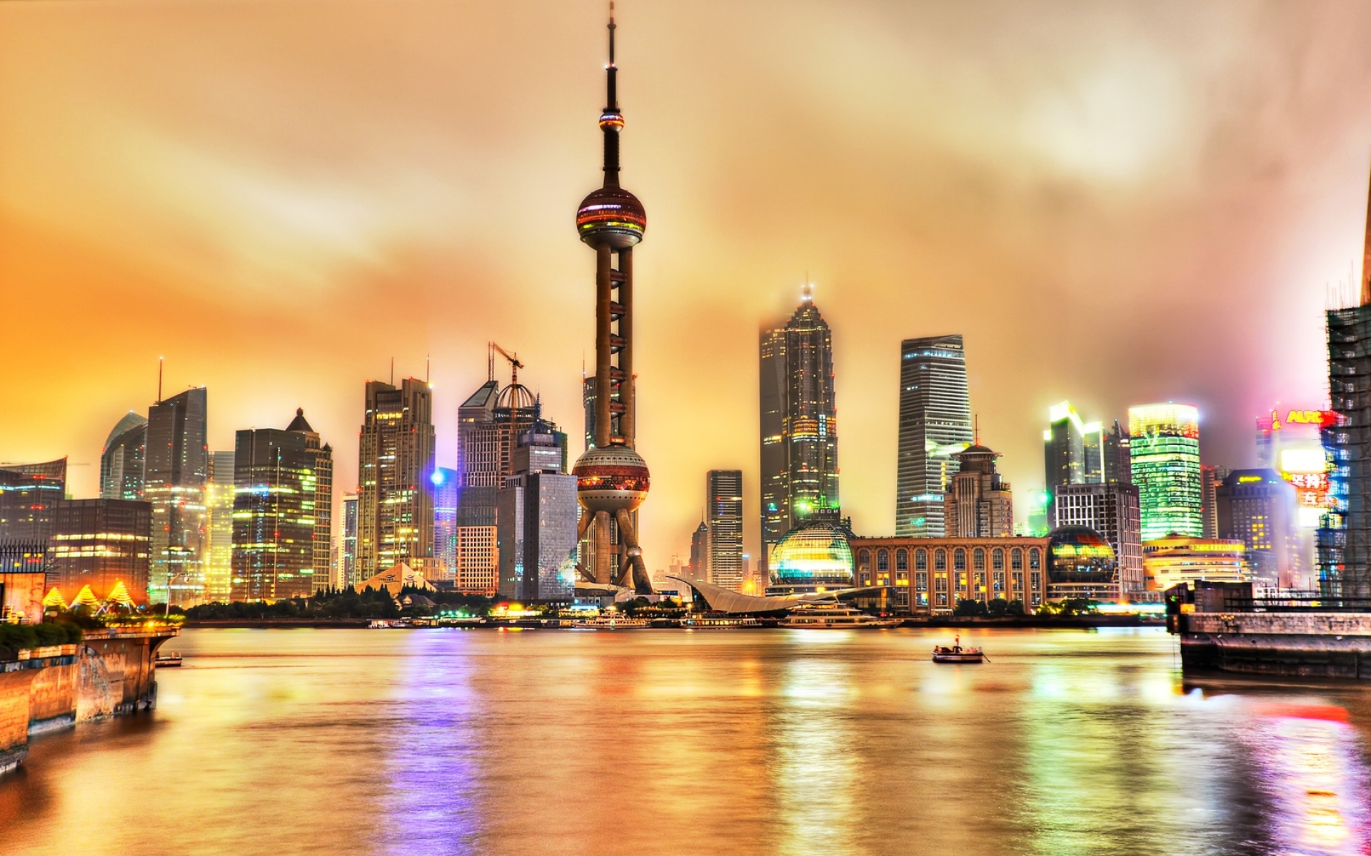 Картинки Шанхай, Китай, здания, побережье, небоскребы фото и обои на рабочий стол