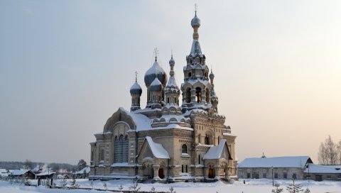 Искупительный собор, деревня, Кукоба, Ярославская область, церковь, зима, снег, холод, россия