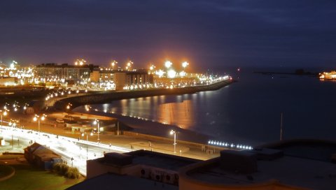 St helier, ночь, мост, здание