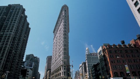 Нью-Йорк, небоскребы, США, америка, квартира, здание, Манхэттен, улица, железо, небо
