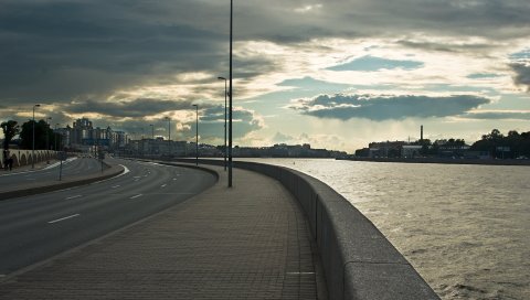 Набережная, петербург, река, россия, ночь, нева