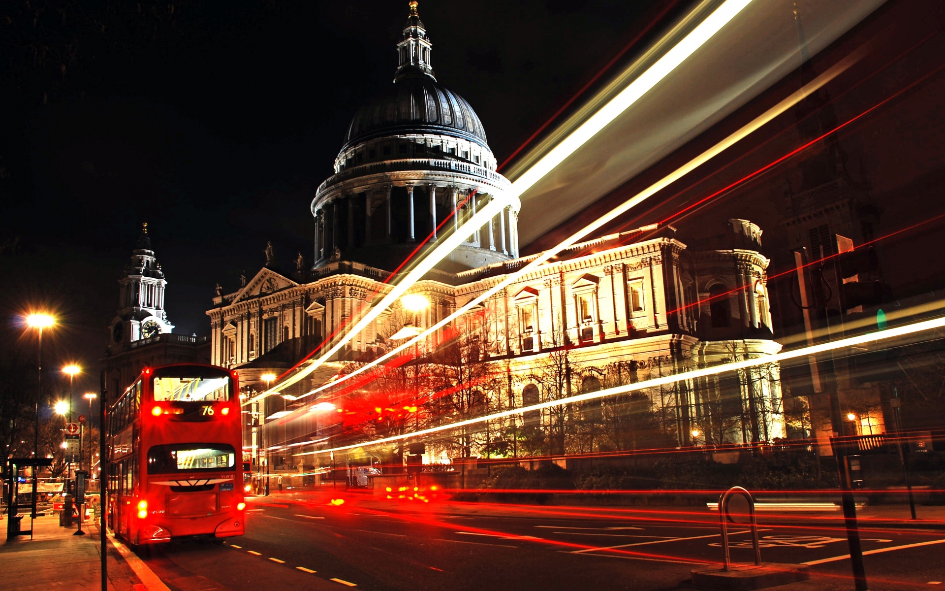 Картинки Лондон, город, автобус, ночь фото и обои на рабочий стол