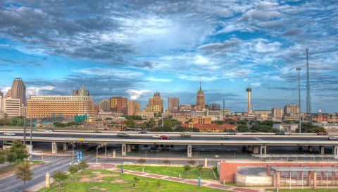 Сан - Антонио, штат Техас, дороги, мосты, здания, панорама