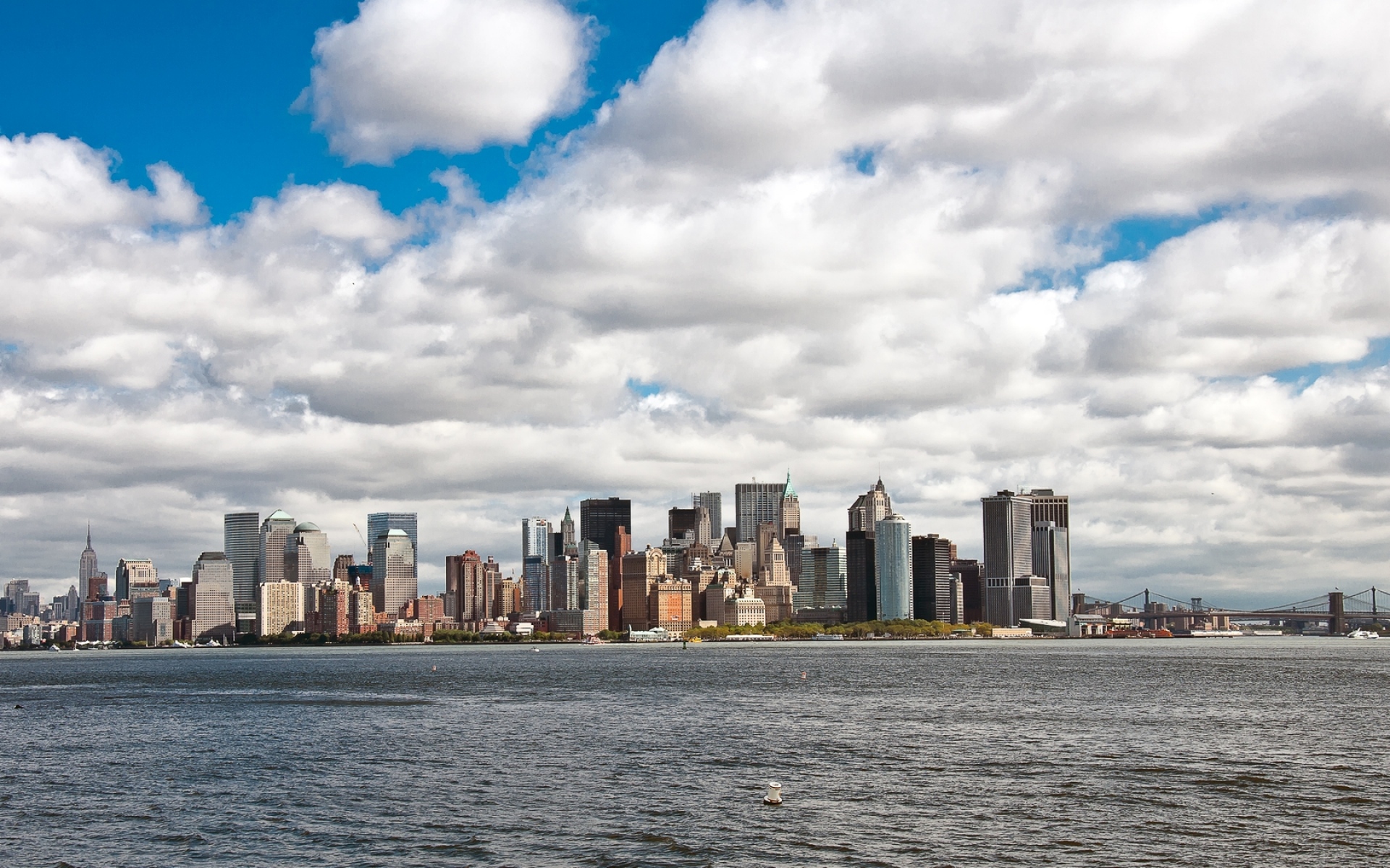 Картинки Нью - Йорк, Манхэттен, небоскребы, небо фото и обои на рабочий стол