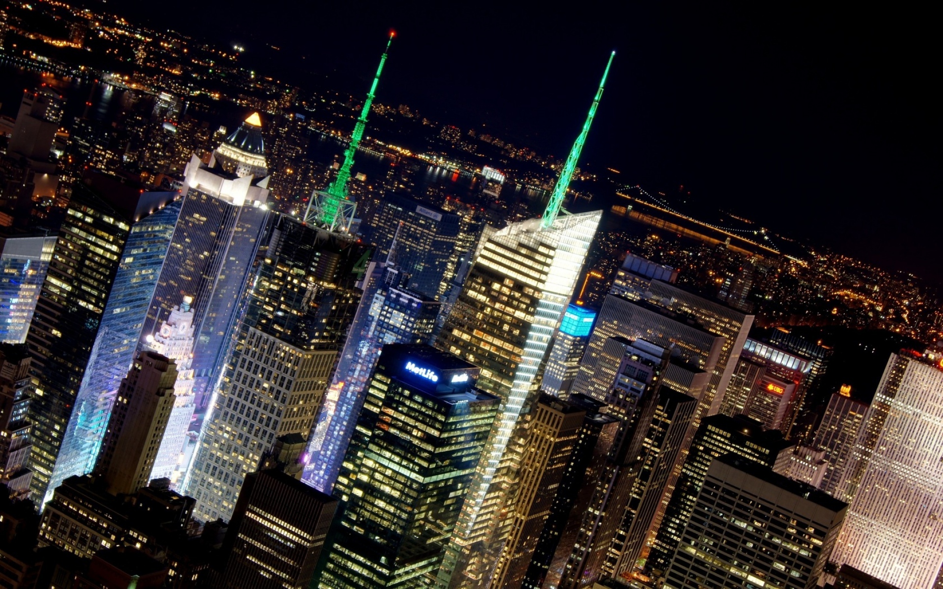 Картинки город Нью - Йорк, США, небоскреб, ночь, свет, окна фото и обои на рабочий стол
