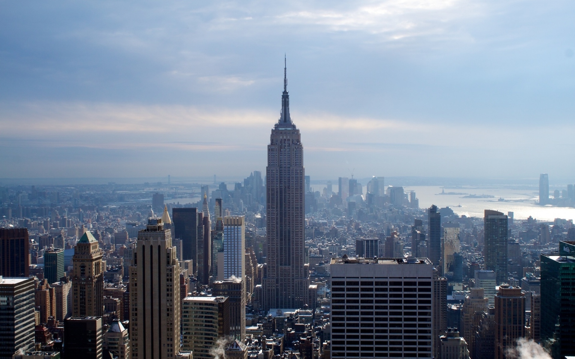 Картинки Нью - Йорк, город, зима, небоскребы, Эмпайр Стейт Билдинг фото и обои на рабочий стол