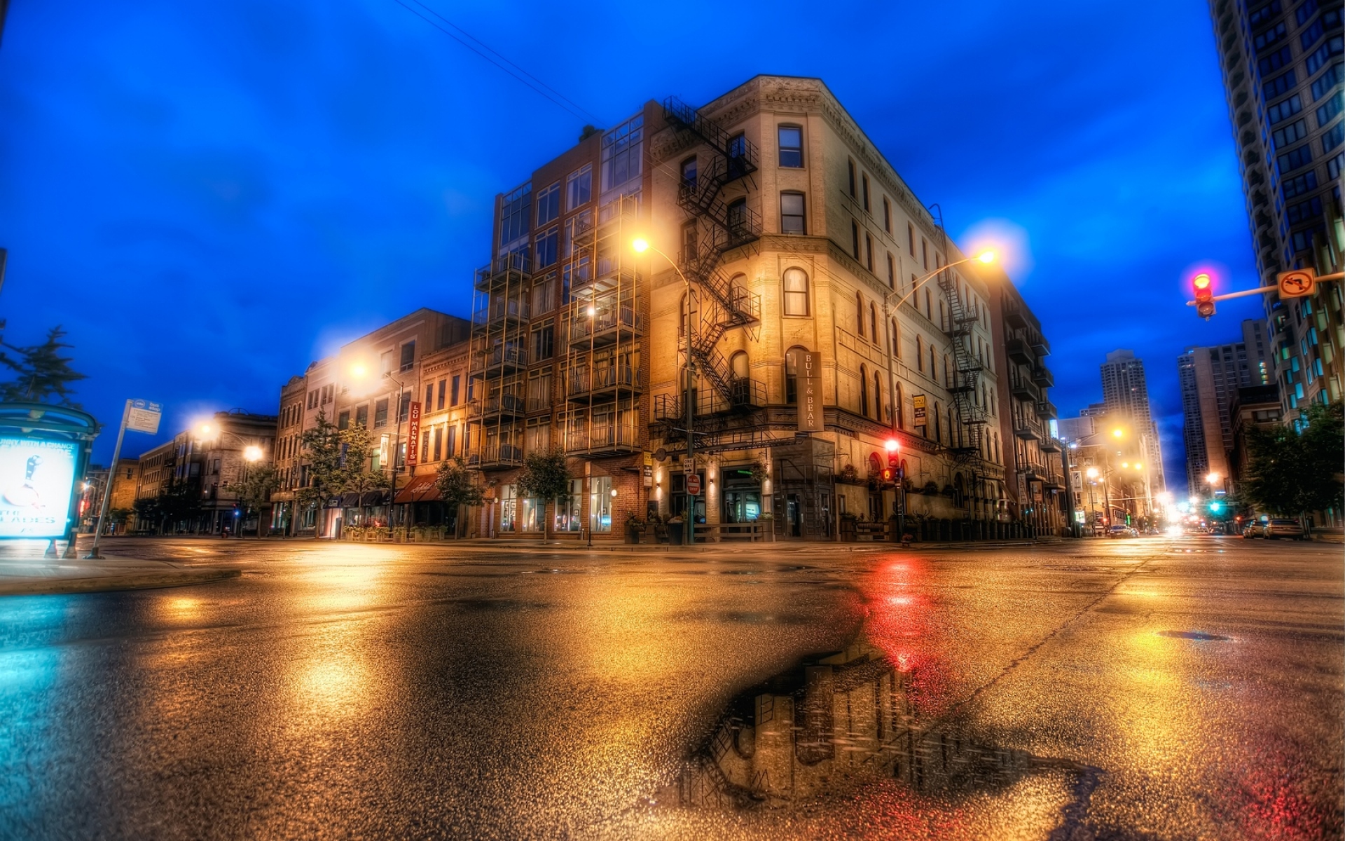 Картинки Чикаго, Иллинойс, улица, вечер, hdr фото и обои на рабочий стол